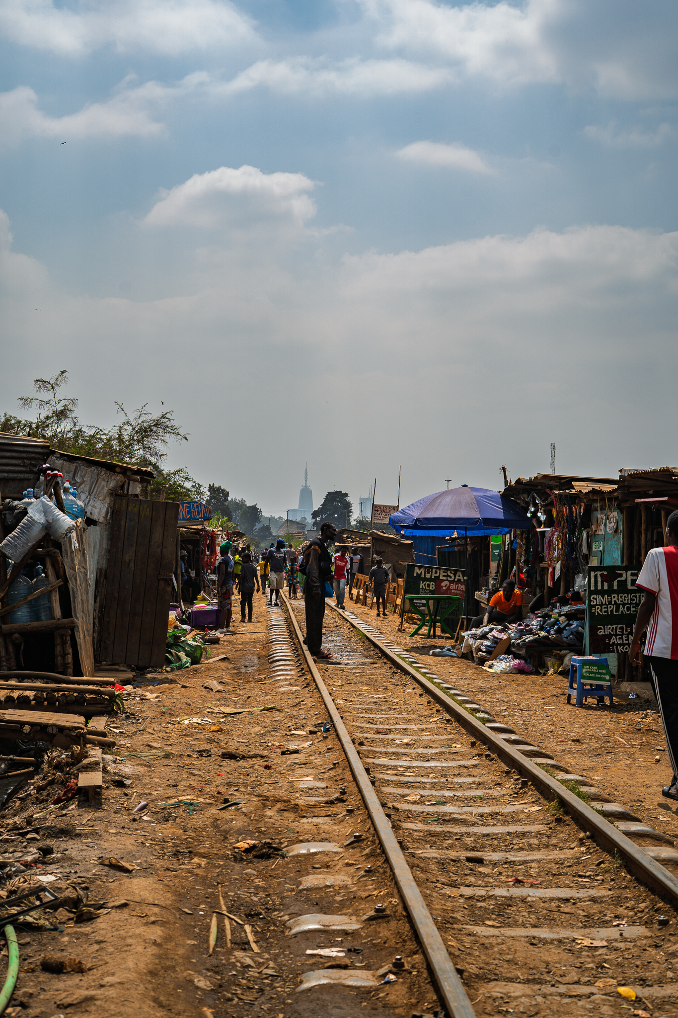 Rails go through town